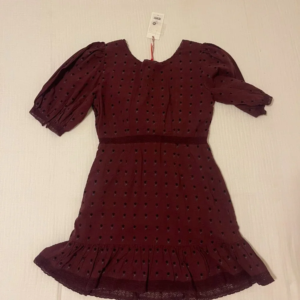LoveShackFancy Lena Dress Burgundy - Picture 4 of 4
